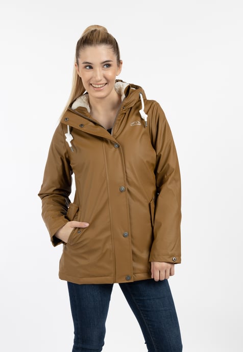 ICEBOUND Rain jacket with teddy lining women dark sand - Image 3