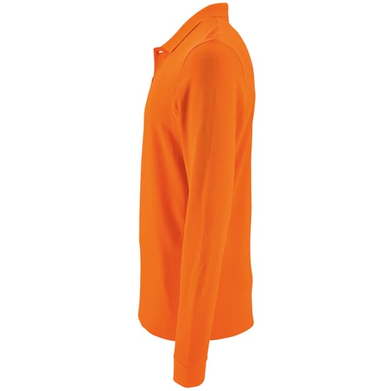 SOLS Mens Perfect Long Sleeve Pique Polo Shirt (Orange) - Image 3