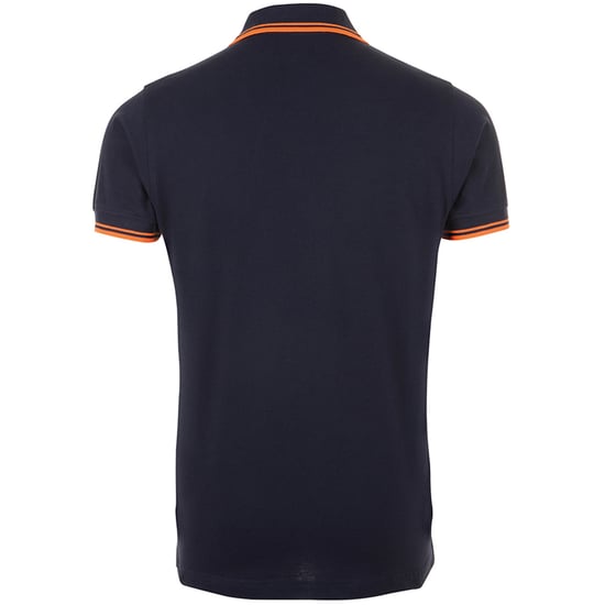 SOLS Mens Pasadena Tipped Short Sleeve Pique Polo Shirt (French Navy/Neon Orange) - Image 2