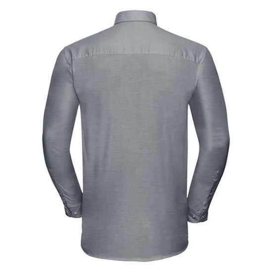 Russell Collection Mens Long Sleeve Easy Care Oxford Shirt (Silver Grey) - Image 2