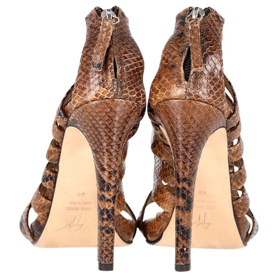 Giuseppe Zanotti Strappy Sandals in Brown Python Embossed Leather - Image 4