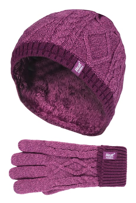 Calentadores - Niños Niñas Lindo Cable de punto cálido forro polar Pompón Invierno Gorro y Guantes Set con Bobble - PP1P13 - Image 1