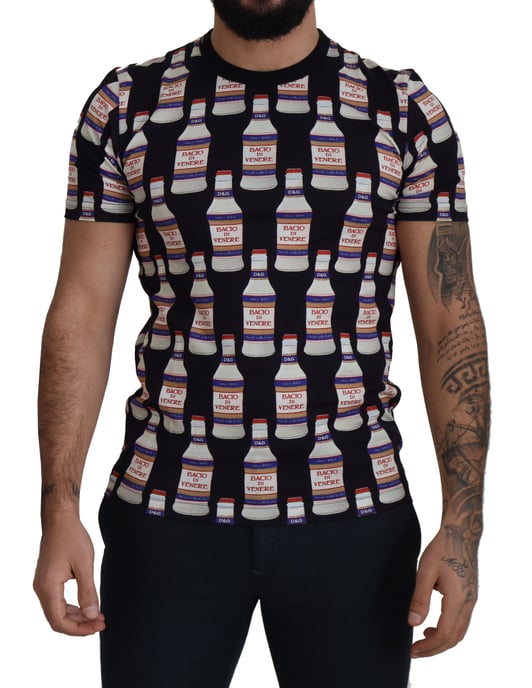 Dolce & Gabbana Camiseta de Algodón Negra Bacio Di Venere para Hombre - Image 1