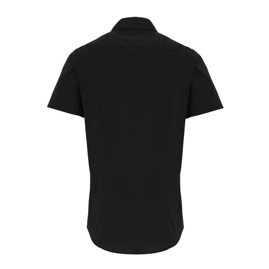 Premier Mens Poplin Stretch Short-Sleeved Shirt (Black) - Image 2