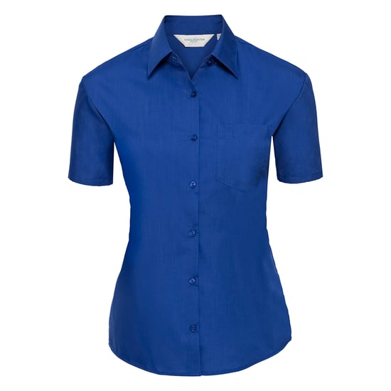Russell Collection Womens/Ladies Classic Polycotton Easy-Care Short-Sleeved Shirt (Bright Royal) - Image 1