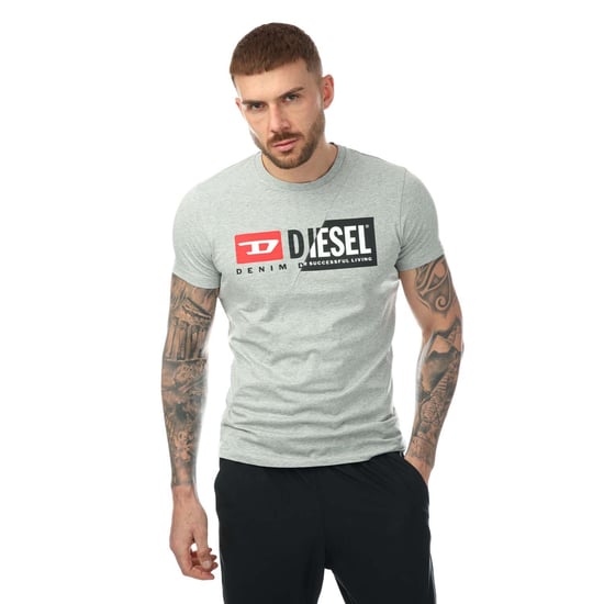 Camiseta gris con logo dividido Denim Division de Diesel - Image 1