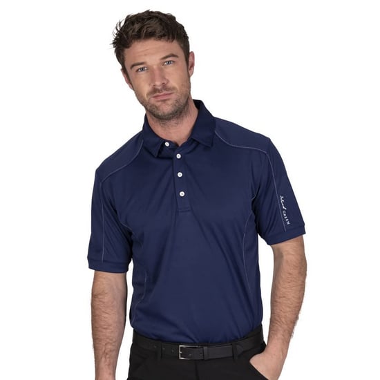 Island Green Mens Topstitched Golf Polo Shirt (Ink) - Image 3