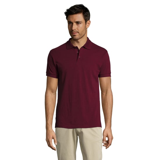 SOLs Mens Prime Pique Plain Short Sleeve Polo Shirt (Burgundy) - Image 4