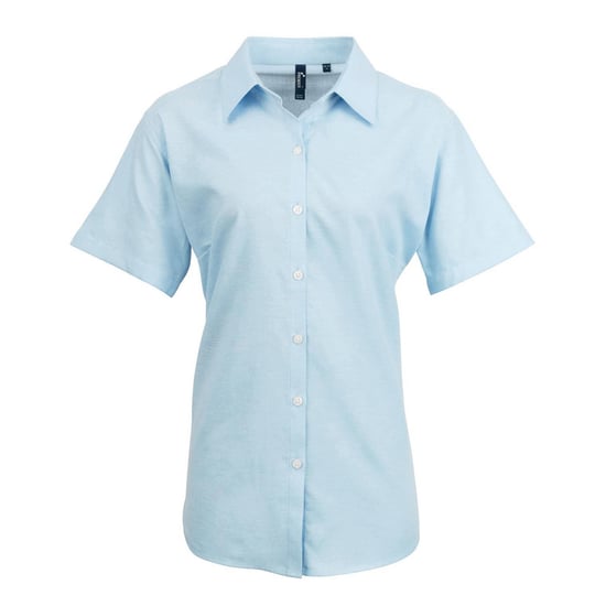 Premier Womens/Ladies Signature Pearlised Oxford Short-Sleeved Shirt (White) - Image 1
