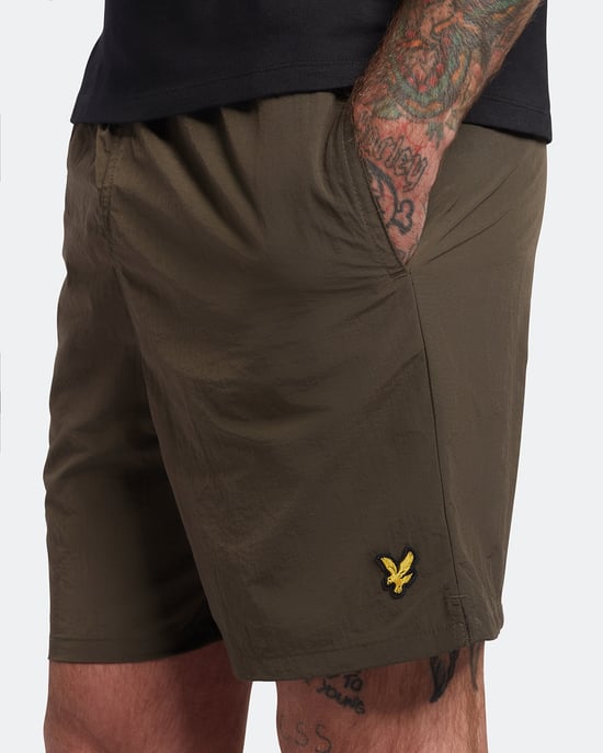 Lyle & Scott Plain Swim Shorts in Olive - Image 4