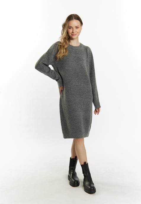 Dreimaster knitted dress women dark grey melange - Image 2