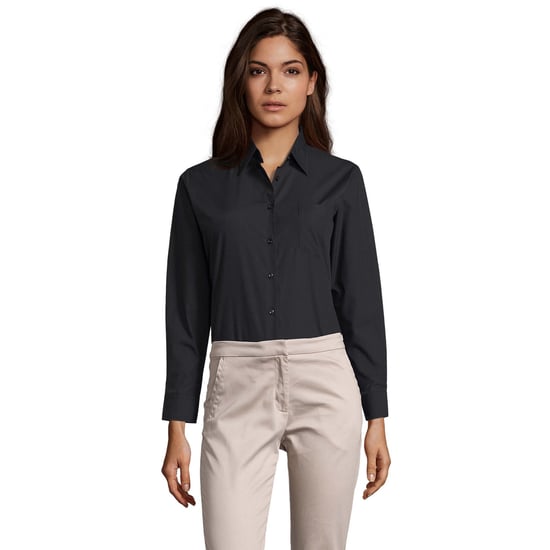 SOLS Womens/Ladies Executive Poplin Long-Sleeved Business Blouse (Black) - Image 1