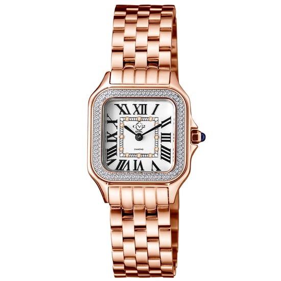 GV2 Milan 12111B Reloj de cuarzo suizo de acero inoxidable y diamantes en oro rosa para mujer - Image 1