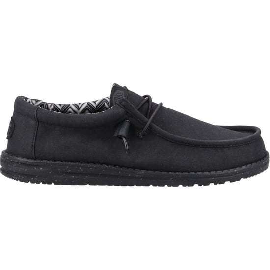HEYDUDE Wally Canvas 100% Cotton Men's Black Boat Shoes - Image 5