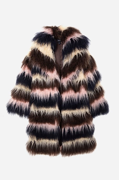 Limited Real Shearling Striped Coat - Image 4