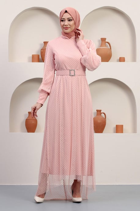 ElbiseKemeri Tulle Evening Dress with Stone Embellishments