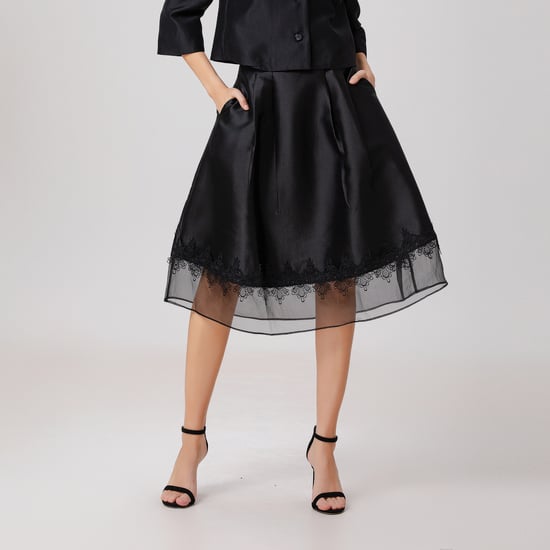Lace Trim Organza And Taffeta Skirt - Image 1