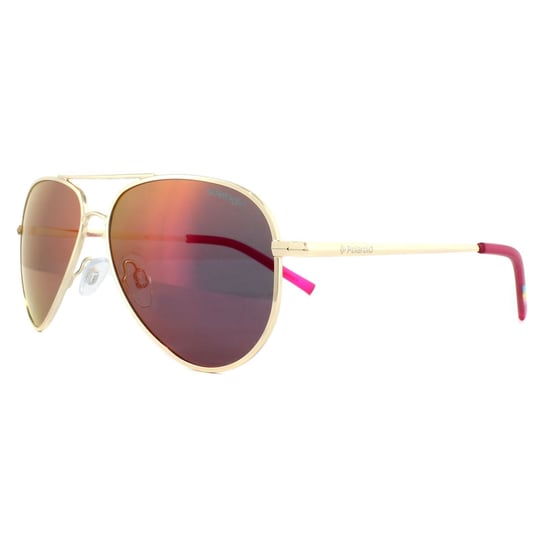Polaroid Kids Sunglasses PLD 8015/N J5G AI Gold Grey Pink Mirror Polarized