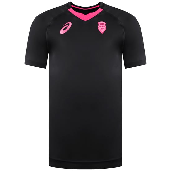 Asics SF Stade Francais Mens Black Rugby Shirt - Image 1