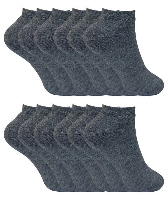 Calcetines de invierno de corte bajo | Paquete de 12 pares | Calcetines tobilleros gruesos para mujer - Charcoal - Image 1