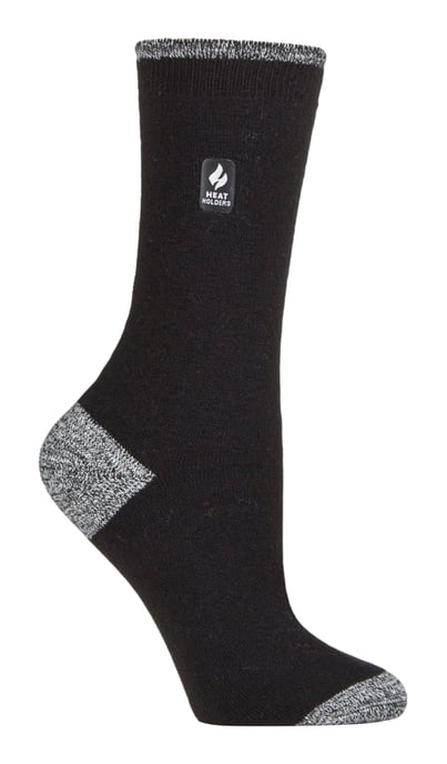 Heat Holders - Calcetines térmicos de mujer Ultra Lite con diseño de hilo interior cepillado - Negro / Blanco (Oia) - Image 1