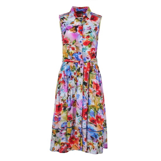 Vestido floral sin mangas con cinturón - Image 2