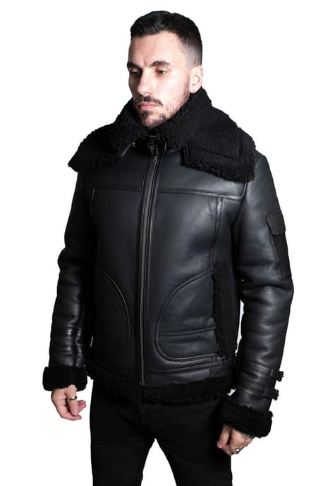 Mens Retro Biker Sheepskin Jacket-Avignon