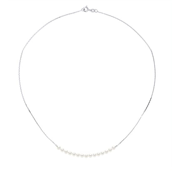 Necklace Curb ChainPearls - 15 Real Cultured Freshwater Pearls Round 3-4 mm