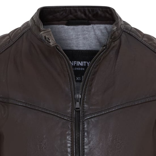 Womens Brown Retro Quilted Leather Biker Jacket - Horten