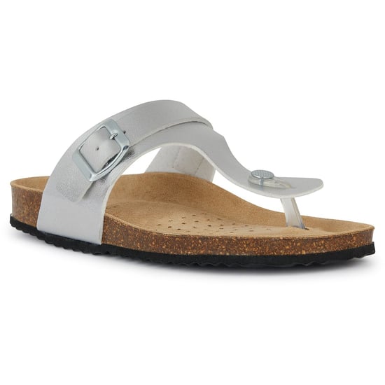 Geox D Brionia Metal Synthetic Polyurethane Women's Silver Sandals - Image 1