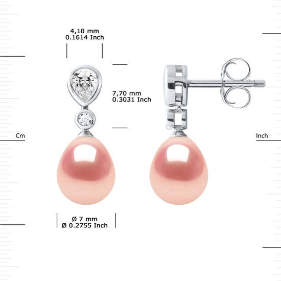 Drop Earrings Jewelry Sweet Water Beads 7-8 mm Pears Roses 925