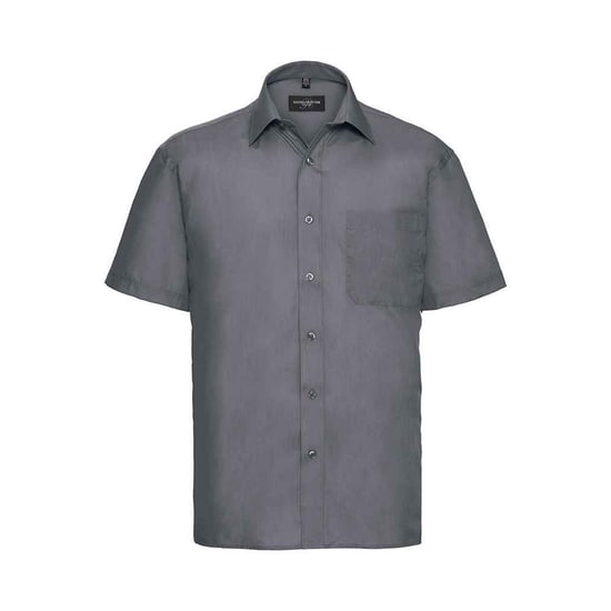 Russell Collection Mens Poplin Easy-Care Short-Sleeved Formal Shirt (Convoy Grey) - Image 1