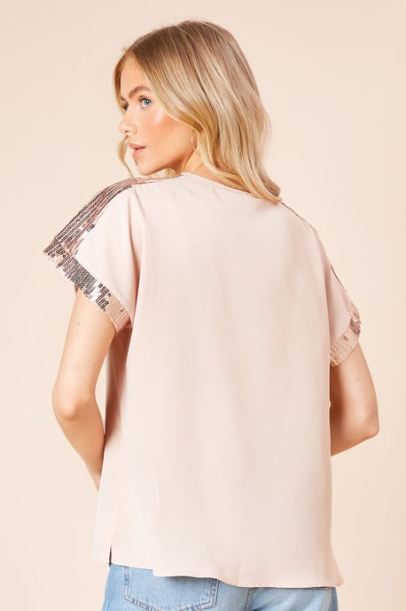 Short Sleeve T-Shirt Sequin Blouse