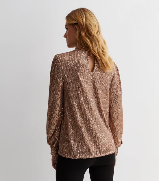 Sequin High Neck Loosefit Blouse
