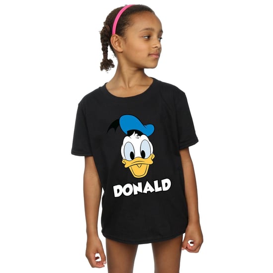 Disney Girls Donald Duck Face Cotton T-Shirt (Black)