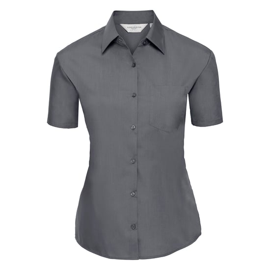 Russell Collection Womens/Ladies Classic Polycotton Easy-Care Short-Sleeved Shirt (Convoy Grey) - Image 1
