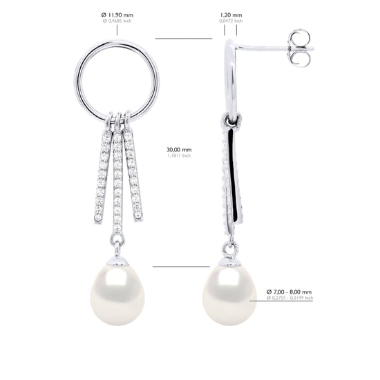 Hanging Earrings Round and Strips mounted with Cubic Zirconia - Image 2