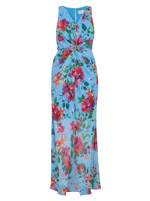 Jennifer Printed Maxi Dress With Twist Bodice