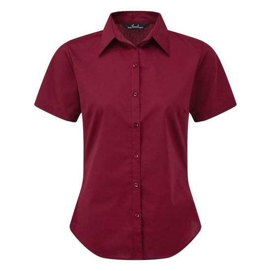 Premier Short Sleeve Poplin Blouse / Plain Work Shirt (Burgundy) - Image 1