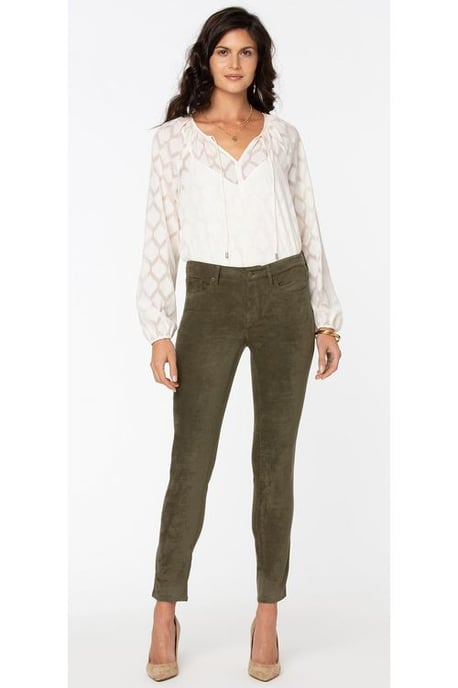Alina Skinny Green Faux Suede