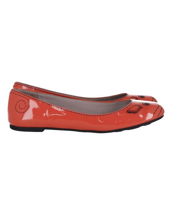 Marc Jacobs Mouse Print Ballet Flats in Orange Patent Leather - Image 1