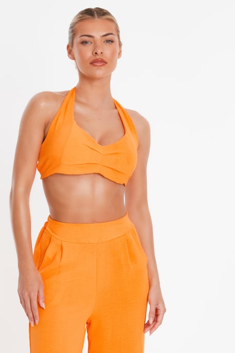 Orange Halter Neck Crop Top