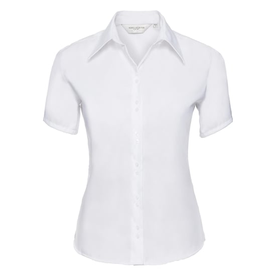 Russell Collection Ladies/Womens Short Sleeve Ultimate Non-Iron Shirt (White) - Image 1