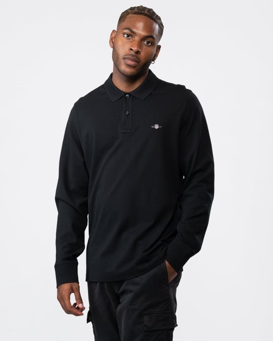 GANT Mens Regular Fit Long Sleeve Shield Logo Pique Rugger - Image 1