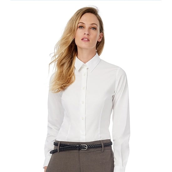 Russell Collection Ladies/Womens Long Sleeve Shirt (White) - Image 4