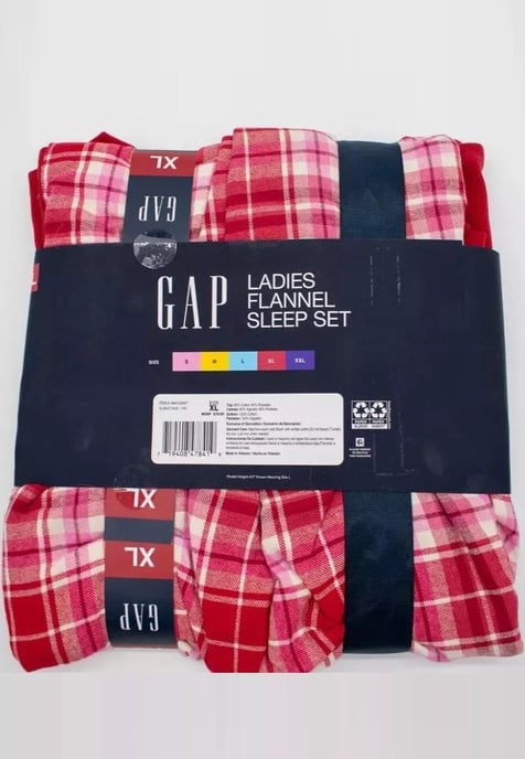 GAP Pijama de franela para mujer en tartán rojo - Image 6