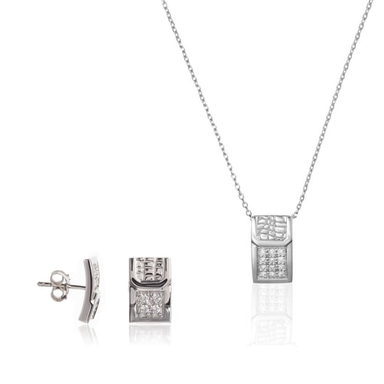 Orphelia Women's 925 Sterling Silver Set: Chain-Pendant + Earrings - Silver SET-5902 - Image 1