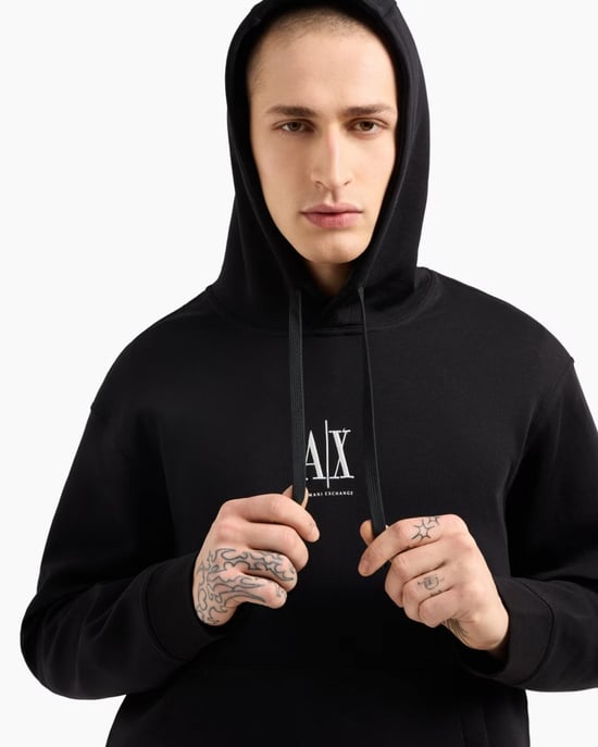 Sudadera con capucha de hombre Armani Exchange con logotipo A|X bordado en el centro - Image 3