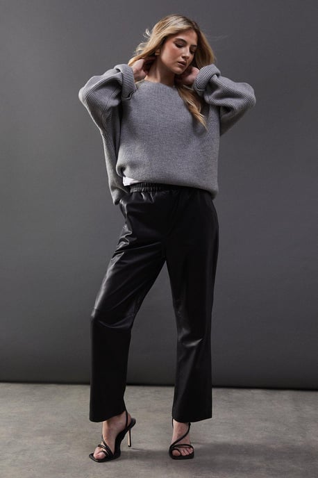 Real Leather Straight Leg Jogger - Image 1