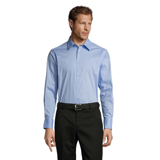 SOLS Mens Brighton Stretch Long-Sleeved Business Shirt (Bright Sky) - Image 1